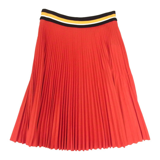 PRADA プラダ イタリア製 ミディ丈 プリーツ スカート レッド系 40【中古】