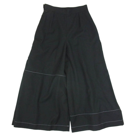 LOEWE ロエベ S2192280FH サイドプリーツ ワンタック ステッチ デザイン切替 ワイド クロップド パンツ ブラック系 32【中古】