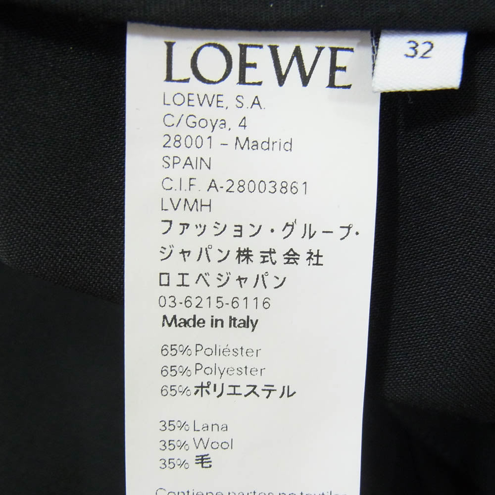 LOEWE ロエベ S2192280FH サイドプリーツ ワンタック ステッチ デザイン切替 ワイド クロップド パンツ ブラック系 32【中古】