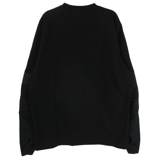 Sacai サカイ 21SS 21-02515M COTTON NYLON OXFORD LONG SLEEVE T-SHIRT ナイロンドッキング サイドスナップボタン ジップポケット 長袖 Tシャツ ブラック系 3【中古】