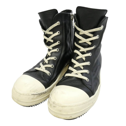 Rick Owens リックオウエンス RAMONES ラモーンズ サイドジップ レザーハイカットスニーカー ブラック系 41【中古】