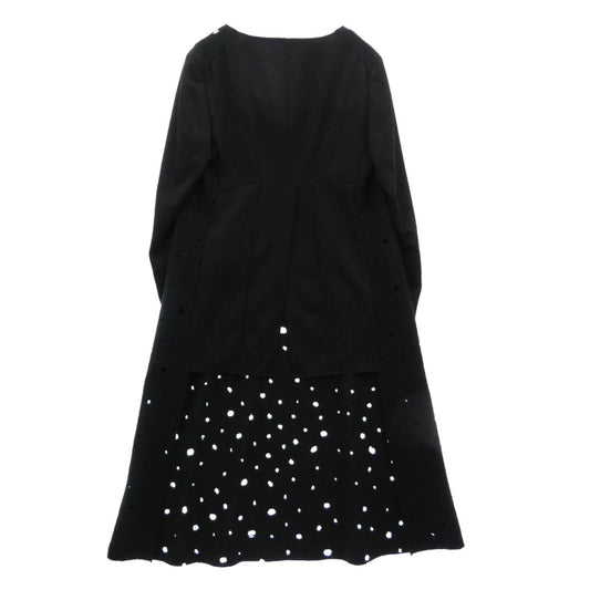 COMME des GARCONS HOMME PLUS コムデギャルソンオムプリュス 19AW PD-J053 ウール 穴開きロングニット ジャケット ドッキング コート ワンピース ブラック系 S【中古】
