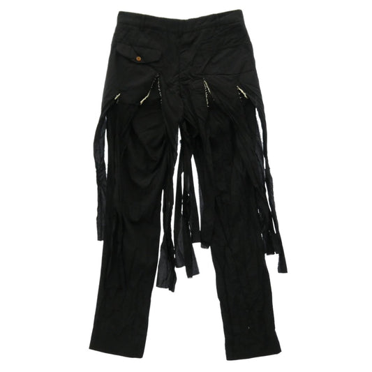 COMME des GARCONS HOMME PLUS コムデギャルソンオムプリュス 19SS PC-P043 短冊 レイヤード 製品染め パンツ ブラック系 S【中古】