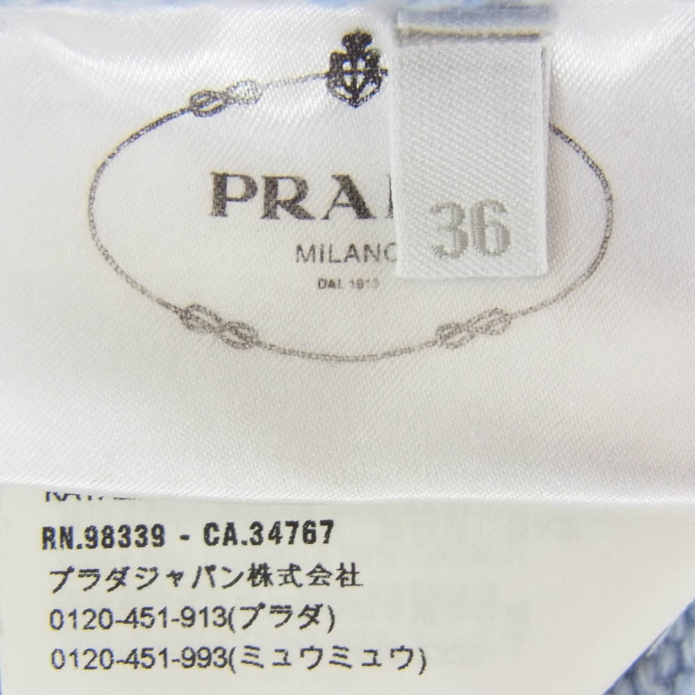 PRADA プラダ 18AW Spider intarsia wool and cashmere blend sweater スパイダー カシミヤ混 ウール ニット セーター ライトブルー系 36【中古】