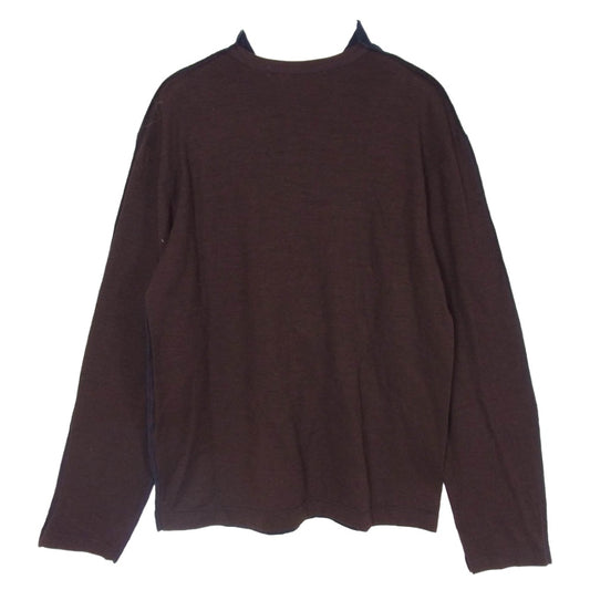 COMME des GARCONS コムデギャルソン SHIRT シャツ W11130 フランス製 インサイドアウト バイカラー ウール 切替 ニット ダークネイビー系 S【中古】