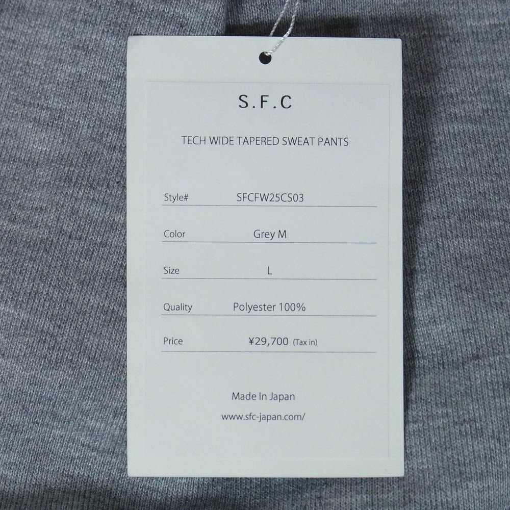 エスエフシー SFCFW25CS03 TECH WIDE TAPERED SWEAT PANTS テック ワイドテーパード スウェットパンツ グレー系 L【極上美品】【中古】