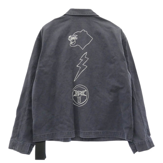 NEIGHBORHOOD ネイバーフッド 24AW 242AQNH-JKM02 UTILITY JACKET ユーティリティ ジャケット ロゴ プリント ネイビー系 XL【新古品】【未使用】【中古】