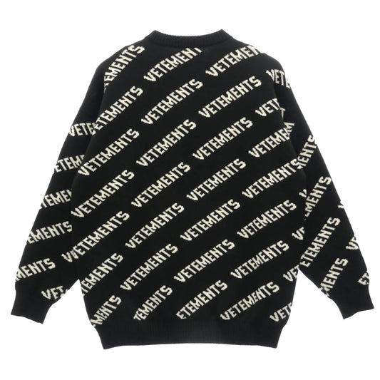 VETEMENTS ヴェトモン 21AW UA53KN300B MONOGRAM KNITTED SWEATER モノグラム ニット クルーネック セーター ブラック系 S【中古】