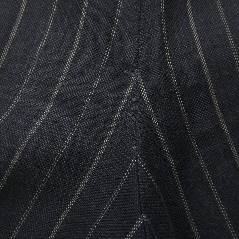 HUGO BOSS ヒューゴボス 3B テーラードジャケット パンツ リネン ウール スーツ ストライプ 2ピースセットアップ ネイビー系 48【中古】