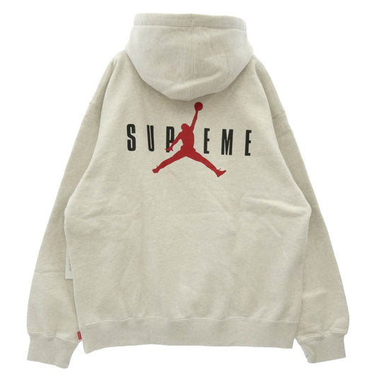 Supreme シュプリーム NIKE AIR JORDAN ナイキ ジョーダン 24AW HF0836-051 x Jordan ジョーダン Hooded Sweatshirt ジャンプマン刺繍 フーディー スウェットシャツ パーカー グレー系 L【極上美品】【中古】