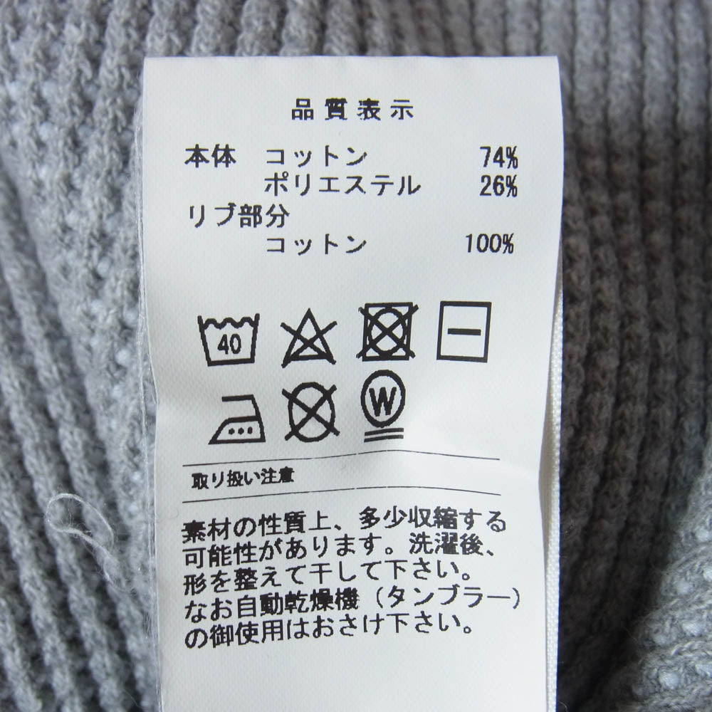 DESCENDANT ディセンダント ロゴ 刺繍 ワッフル サーマル クルーネック ニット セーター グレー系 2【中古】