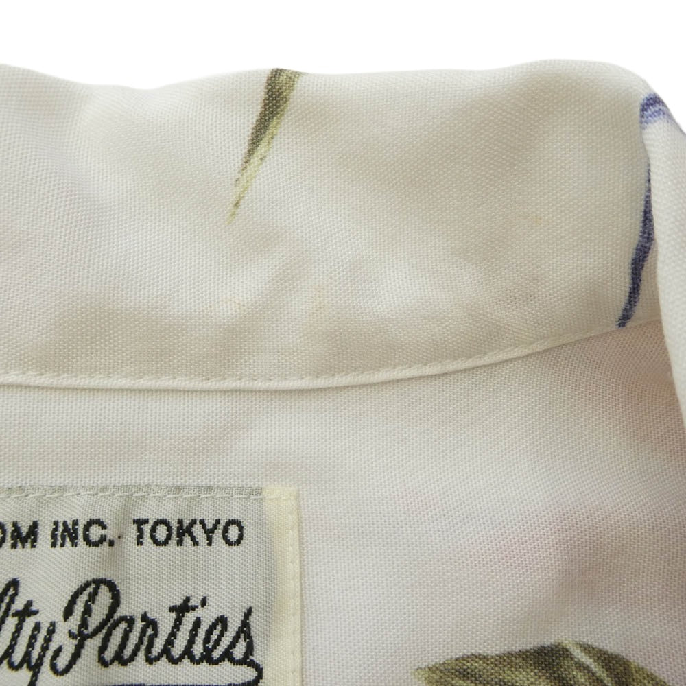 WACKO MARIA ワコマリア 18SS BIRD OF PARADISE L/S HAWAIIAN SHIRT 極楽鳥 ハワイアン オープンカラーシャツ 開襟 長袖シャツ ホワイト系 S【中古】