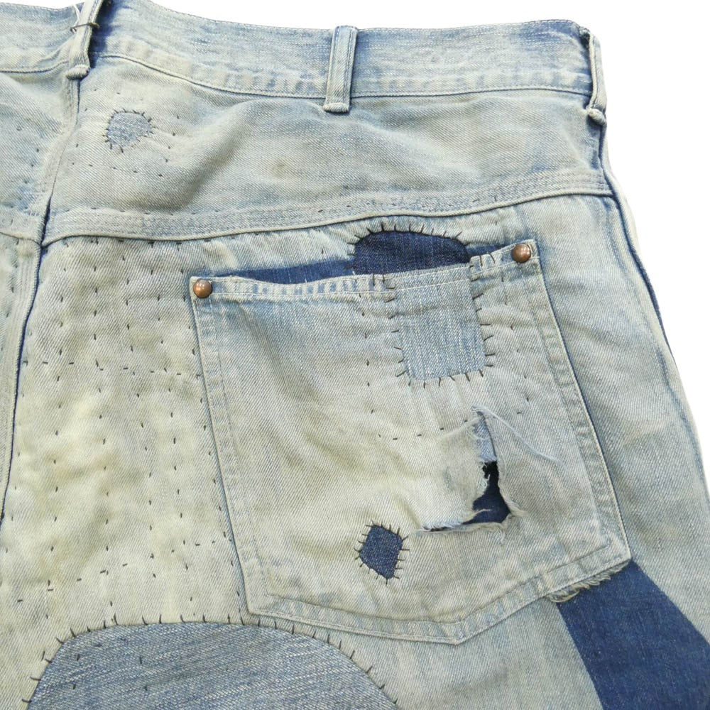 SAINT MICHAEL セントマイケル 25AW SM-HR1-0000-085 PAINTER PANTS DAMAGE ヴィンテージ加工 ペインターパンツ ダメージ デニム パンツ インディゴブルー系 XL【美品】【中古】