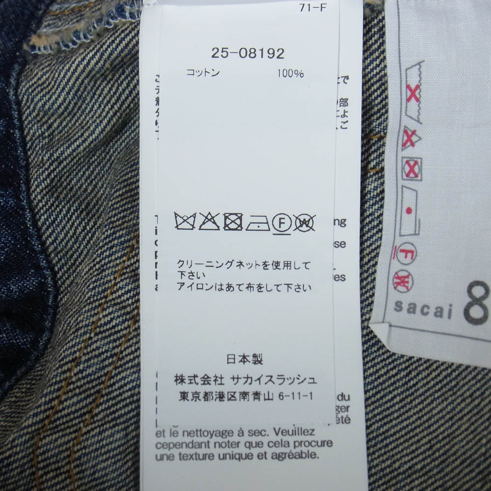Sacai サカイ 25SS 25-08192 DENIM TANK デニム ベスト タンクトップ インディゴブルー系 3【美品】【中古】