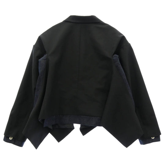 Sacai サカイ 26SS 26-08282 Suiting x Denim Jacket ドッキング テーラード デニムジャケット ショート ブルゾン ブラック系 2【中古】