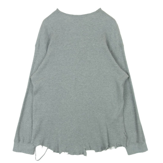 ANCELLM アンセルム ANC-CT101 DAMAGE WAFFLE CREW LS T-SHIRT ダメージ加工 ワッフル クルーネック 長袖 Tシャツ カットソー グレー系 1【中古】