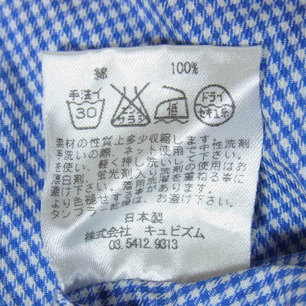 VISVIM ビズビム レギュラーカラー ノーカラー 切替 2WAY 半袖 シャツ ブルー系 M【中古】