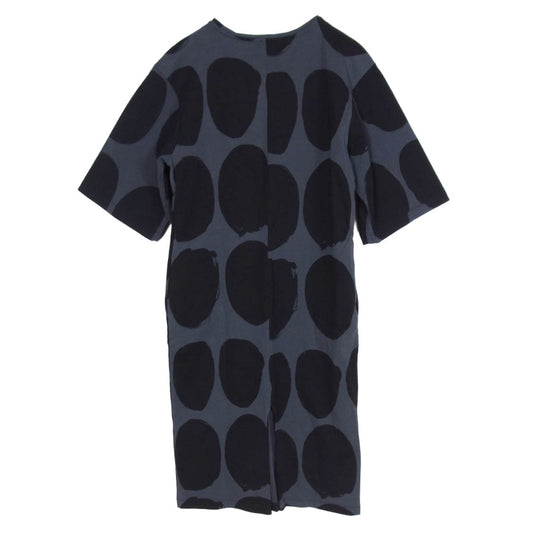 marimekko マリメッコ RANDI KOPPELO 総柄 半袖 ワンピース ダークグレー系 S【中古】