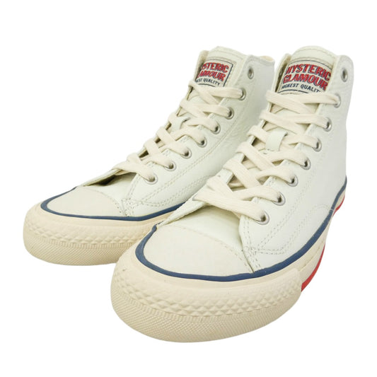 HYSTERIC GLAMOUR ヒステリックグラマー ロゴ レザー ハイカット スニーカー オフホワイト系 6【中古】