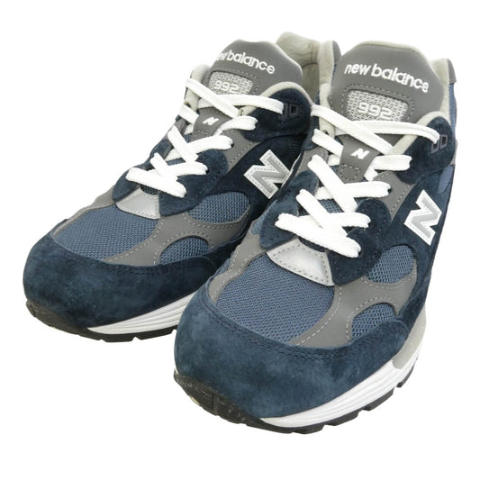 NEW BALANCE ニューバランス U992NY MADE in USA 992 Navy ネイビー スエード メッシュ スニーカー ネイビー系 グレー系 26cm【中古】