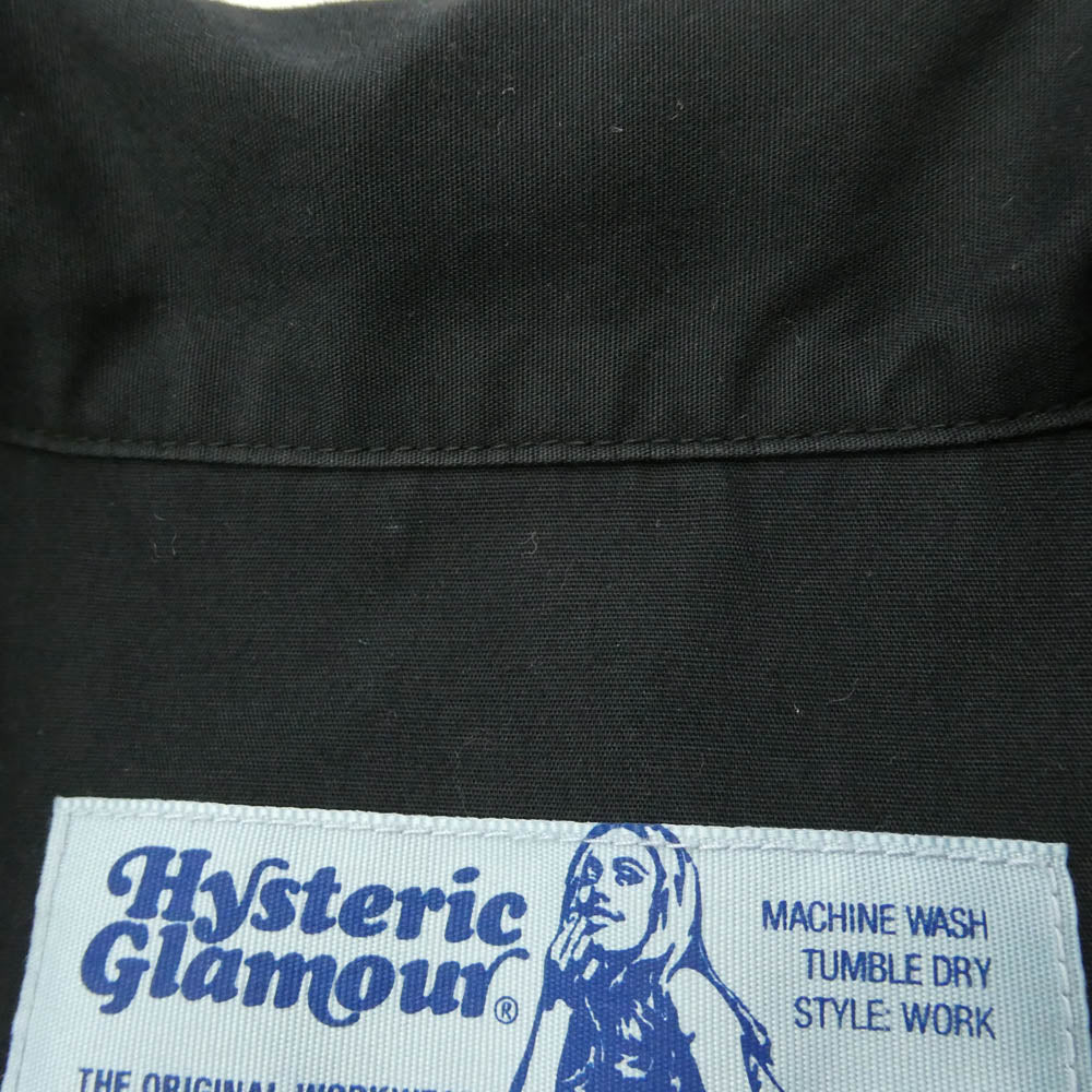 HYSTERIC GLAMOUR ヒステリックグラマー HYS ヒスガール 刺繍 ワーク シャツ 半袖 ブラック系【中古】