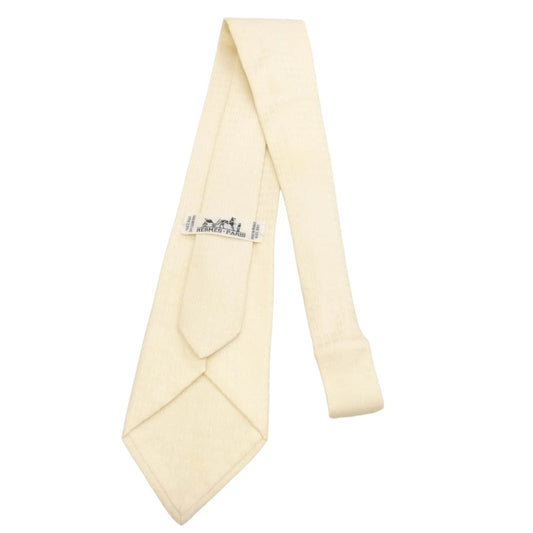 HERMES エルメス ファソネ Hロゴ 総柄 シルク ネクタイ ホワイト系 アイボリー系【中古】