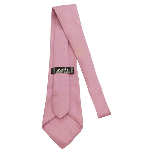 HERMES エルメス ファソネ Hロゴ 総柄 シルク ネクタイ ピンク系【中古】