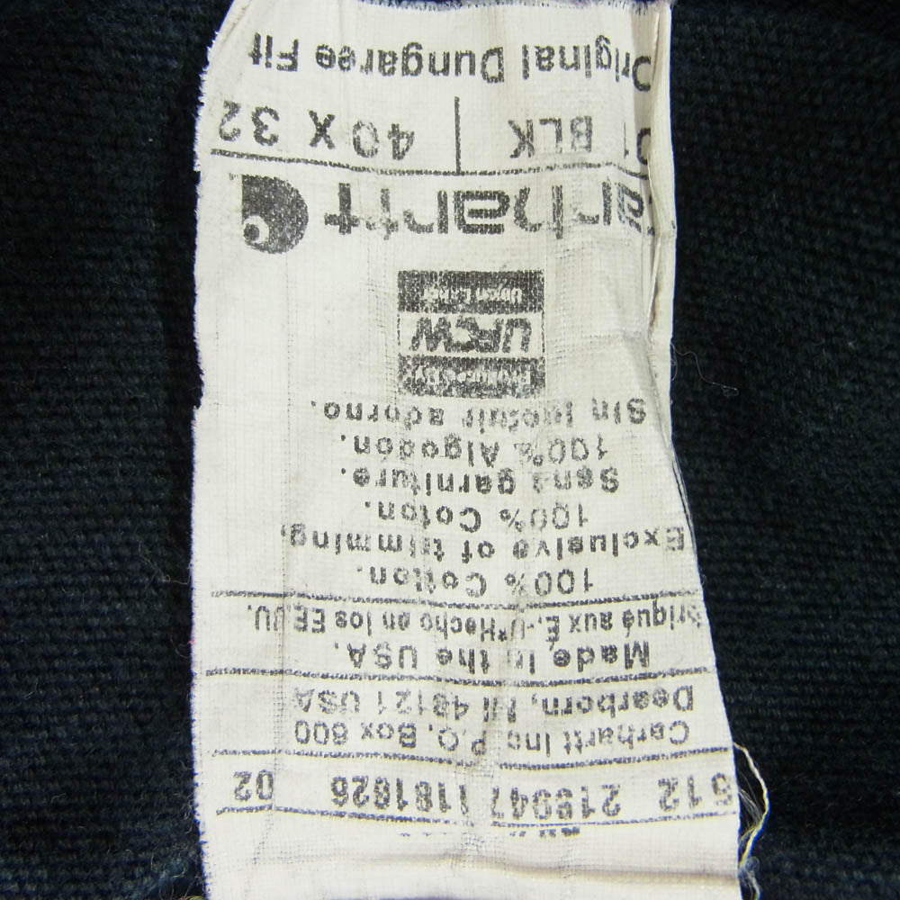 Carhartt カーハート 90s USA製 ダブルニー ダック ペインター パンツ ブラック系 ネイビー系 40【中古】