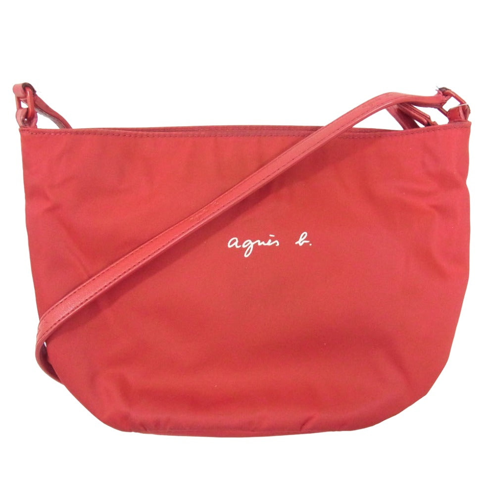 美品　アニエスベー ナイロン 2way ショルダーバッグ　レッド agnes b. アニエスベー ナイロン レザー ショルダーバッグ レッド系