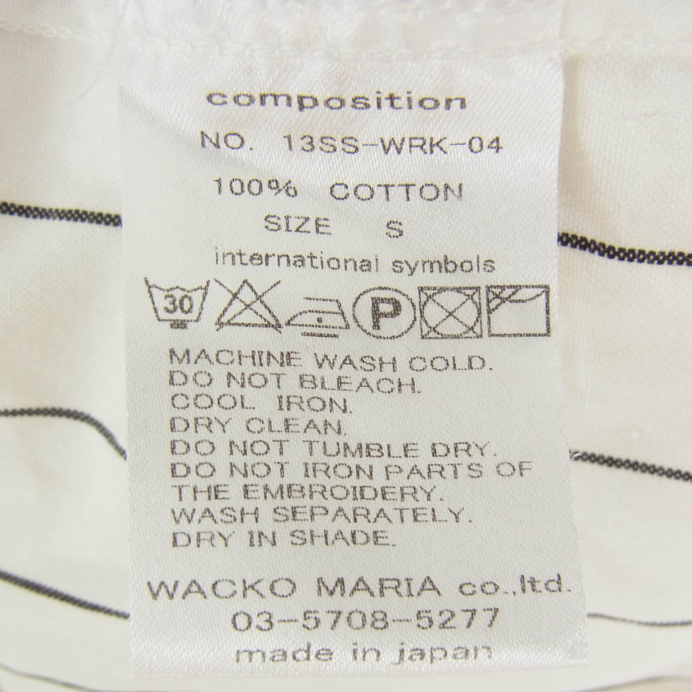 WACKO MARIA ワコマリア 13SS-WRK-04 ワッペン ストライプ 半袖 ワークシャツ ホワイト系 S【中古】