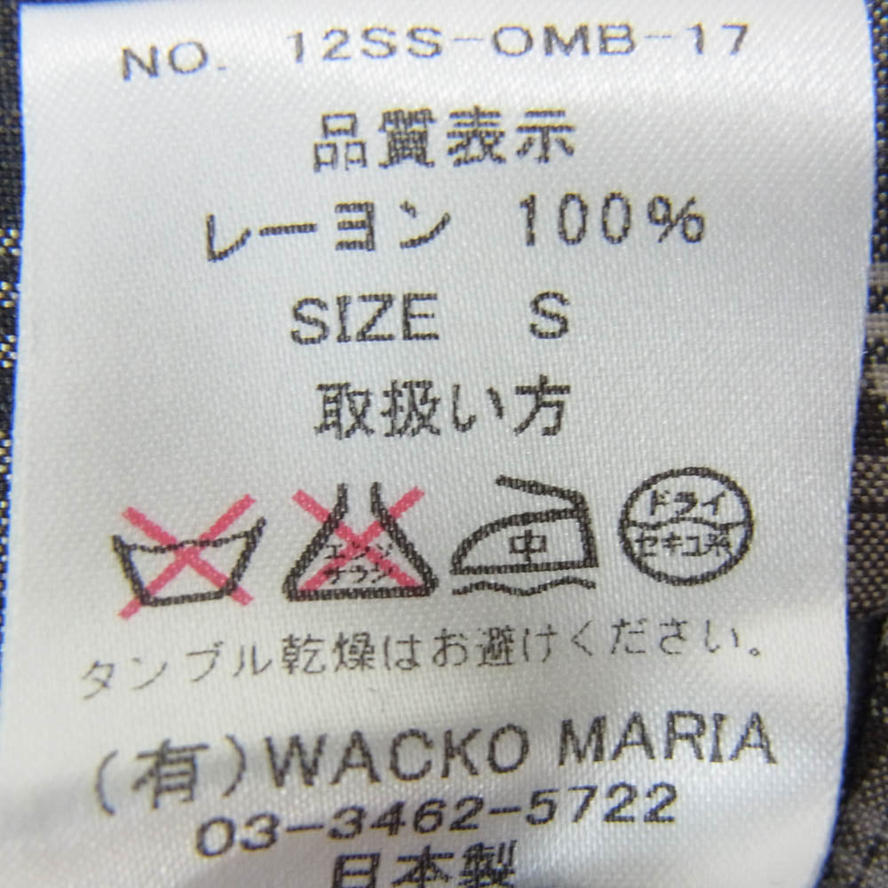 WACKO MARIA ワコマリア 12SS 12SS-OMB-17 ロゴ刺繍 オンブレ チェック レーヨン オープンカラー 半袖 シャツ ブラック系 S【中古】