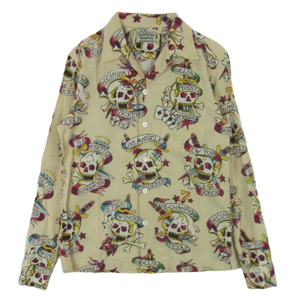 WACKO MARIA ワコマリア CAPTAIN SKULL HAWAIIAN SHIRT LS キャプテン スカル 長袖 フランネル シャツ ベージュ系 S【中古】 WACKO MARIA ワコマリア CAPTAIN SKULL HAWAIIAN SHIRT LS キャプテン