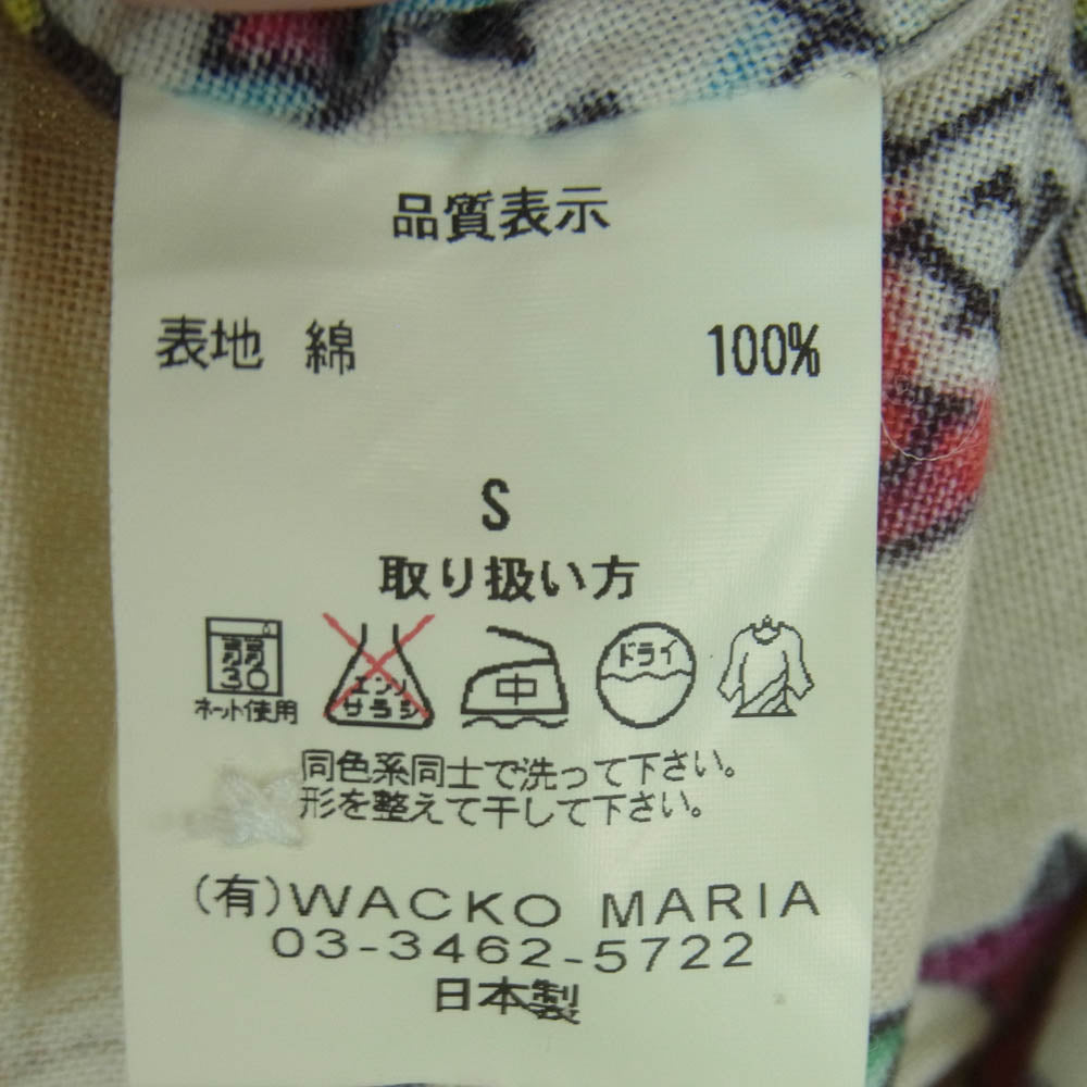 WACKO MARIA ワコマリア CAPTAIN SKULL HAWAIIAN SHIRT LS キャプテン スカル 長袖 フランネル シャツ ベージュ系 S【中古】