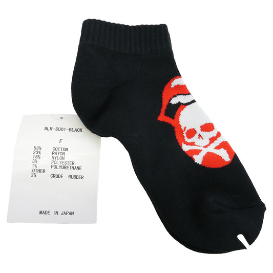 mastermind JAPAN マスターマインドジャパン 8LR-S001-BLACK THE ROLLING STONES ローリング ストーンズ スカル アンクル ソックス 靴下 ブラック系 レッド系 F【新古品】【未使用】【中古】