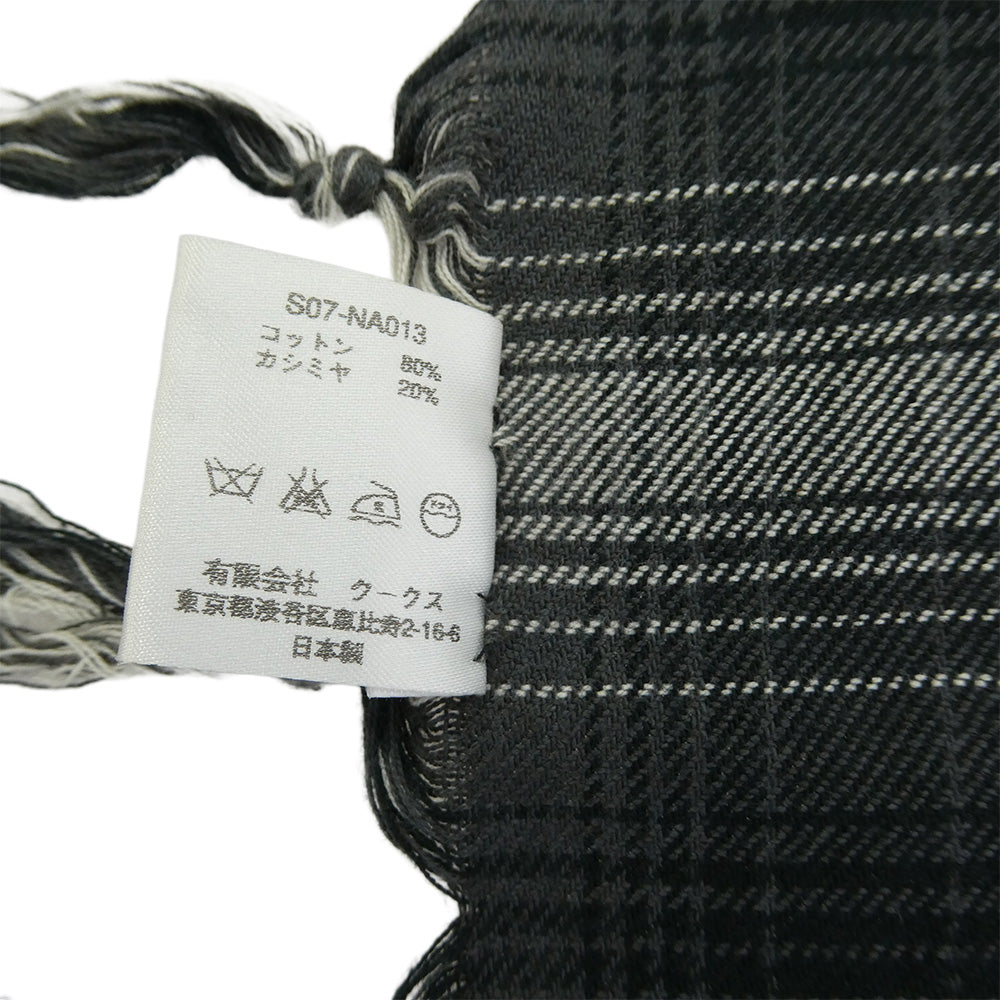 NUMBER(N)INE ナンバーナイン 07SS ABOUT A BOY期 アーカイブ 宮下貴裕本人期 S07-NA013 カシミヤ混コットン オンブレチェック アフガン ストール ブラック系 グレー系 ホワイト系【中古】