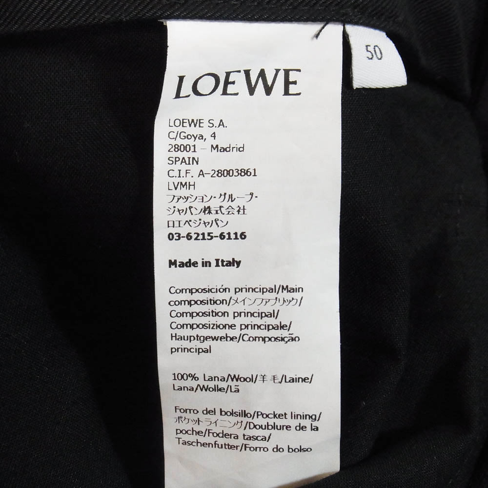 LOEWE ロエベ HB44Y04X03 Tailored Trousers テーラード ウール トラウザーズ スラックス パンツ ブラック系 50【中古】