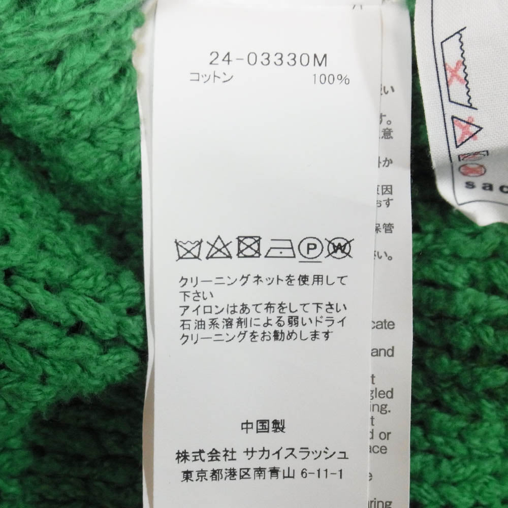Sacai サカイ 24SS 24-03330M Knit Pullover プルオーバー 長袖 ニット セーター グリーン系 3【中古】