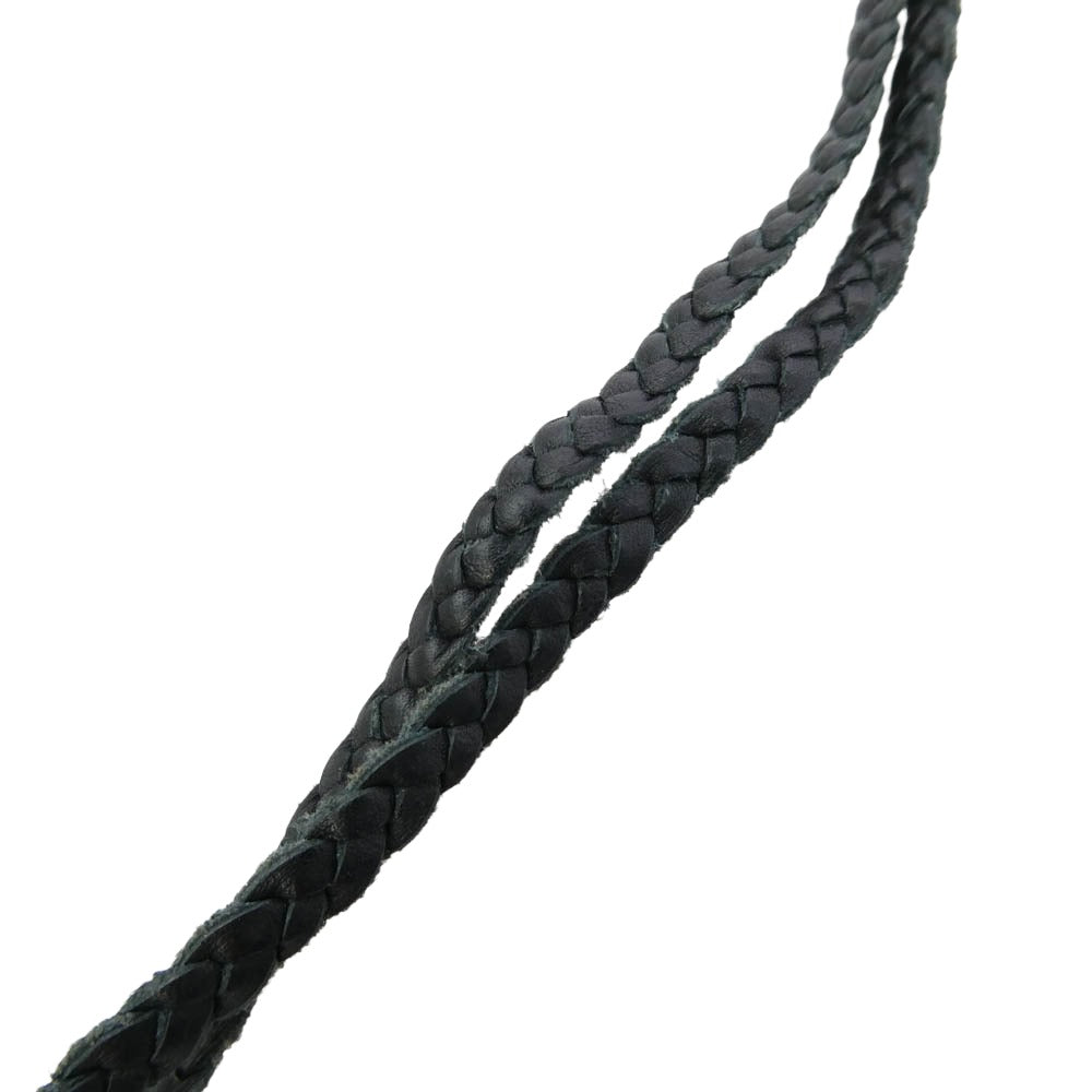 CHROME HEARTS クロムハーツ(原本無) LEATHER BRAID ボロチップ レザーブレード ネックレス ブラック系 シルバー系【中古】