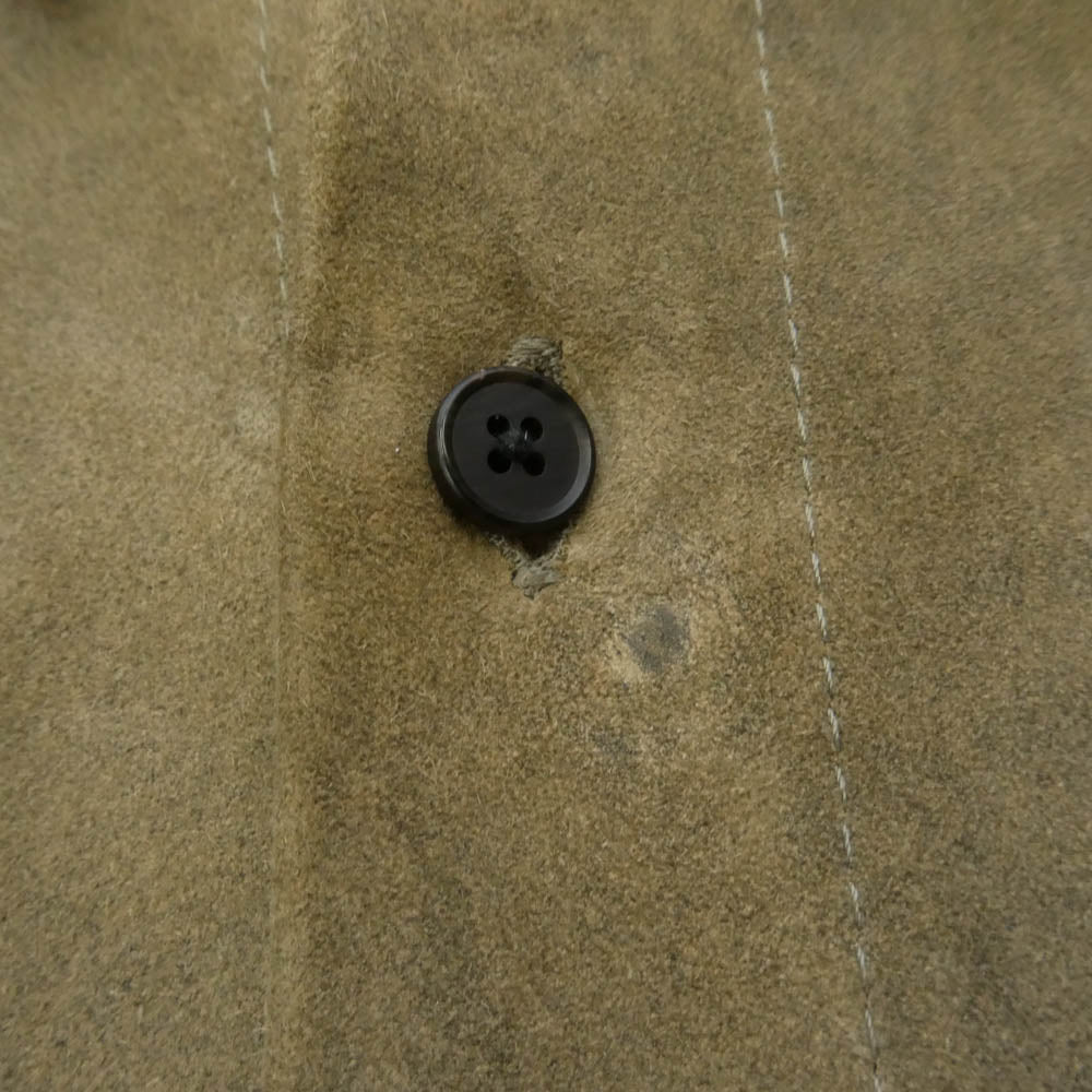 A.PRESSE アプレッセ 25AW 25AAP-02-20 Suede Leather Regular Collar Shirt スエード レザー レギュラー カラー 長袖 シャツ カーキ系 2【中古】