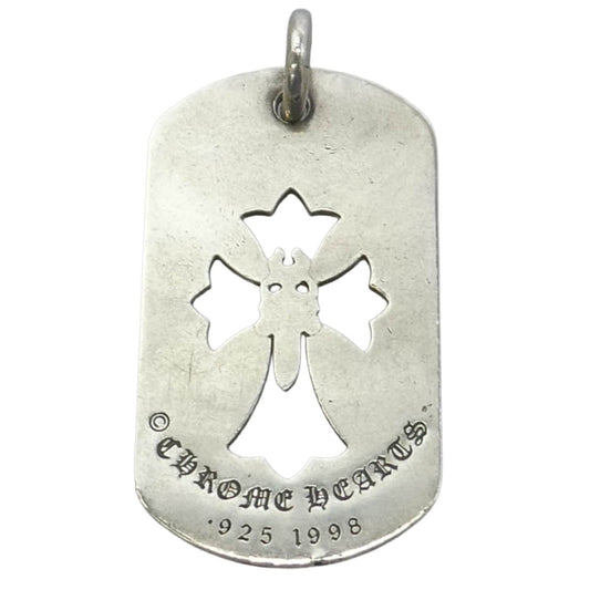CHROME HEARTS クロムハーツ(原本無) D TAG LRG CROSS DAGG カットアウトクロス ダガー ラージドッグタグ トップ シルバー系【中古】