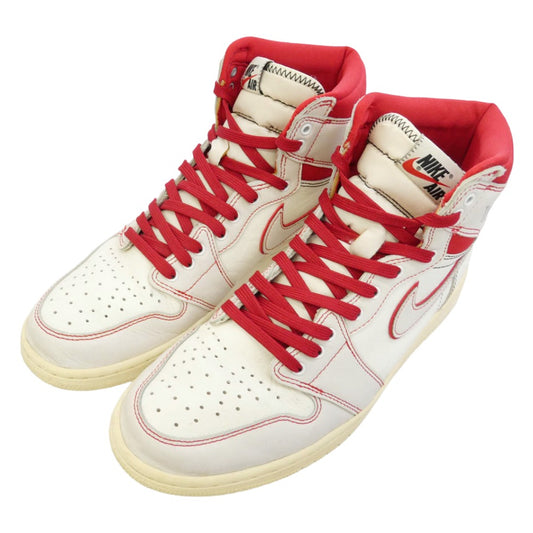 NIKE ナイキ 555088-160 Air Jordan 1 Retro High OG Sail University Red エアジョーダン1 レトロ ハイ OG セイル ユニバーシティレッド ハイカットスニーカー ホワイト系 レッド系 28cm【中古】