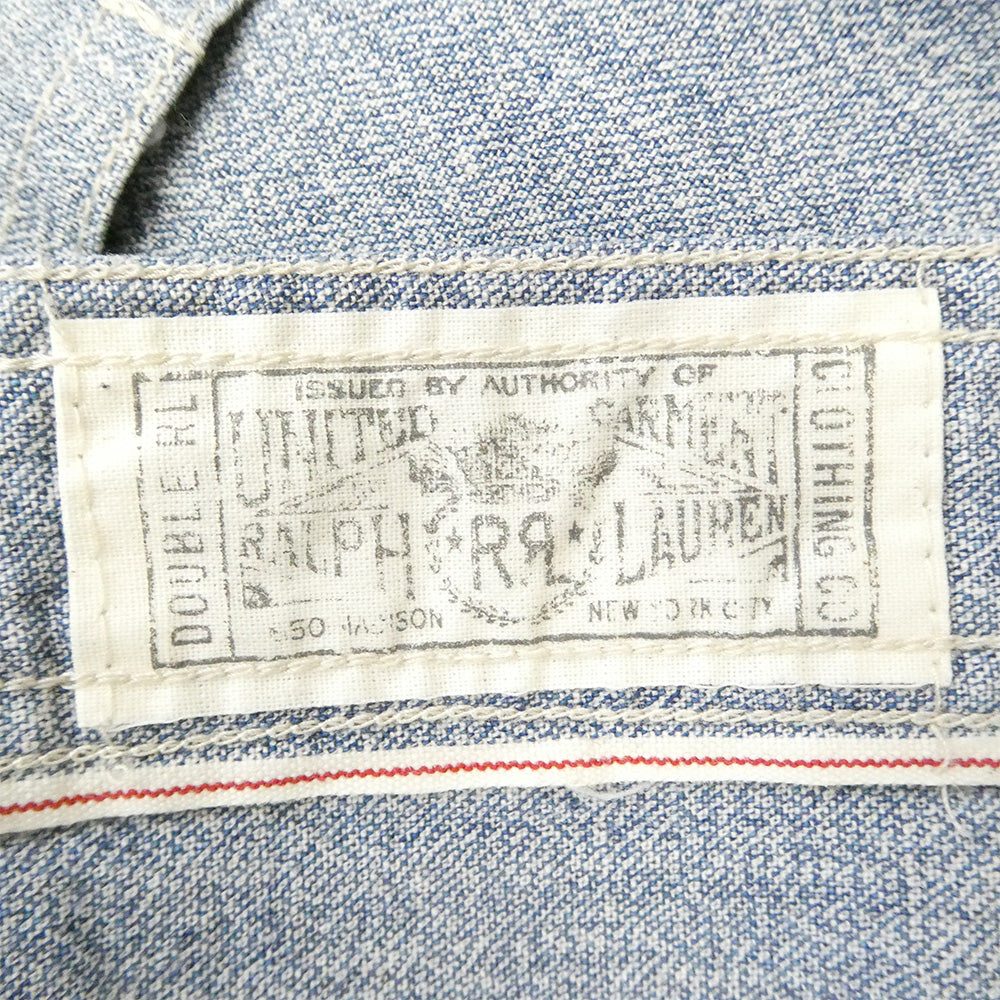 RRL ダブルアールエル シャンブレー レギュラーカラー 長袖 ワークシャツ ライトブルー系 M【中古】