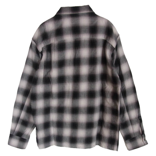 ADDICT CLOTHES アディクトクローズ ACV-SH02CLROM ACVM エーシーブイエム OMBRE CHECK SLANT POCKET OPEN COLLAR SHIRT オンブレチェック スラントポケット オープンカラーシャツ ブラック系 38【中古】