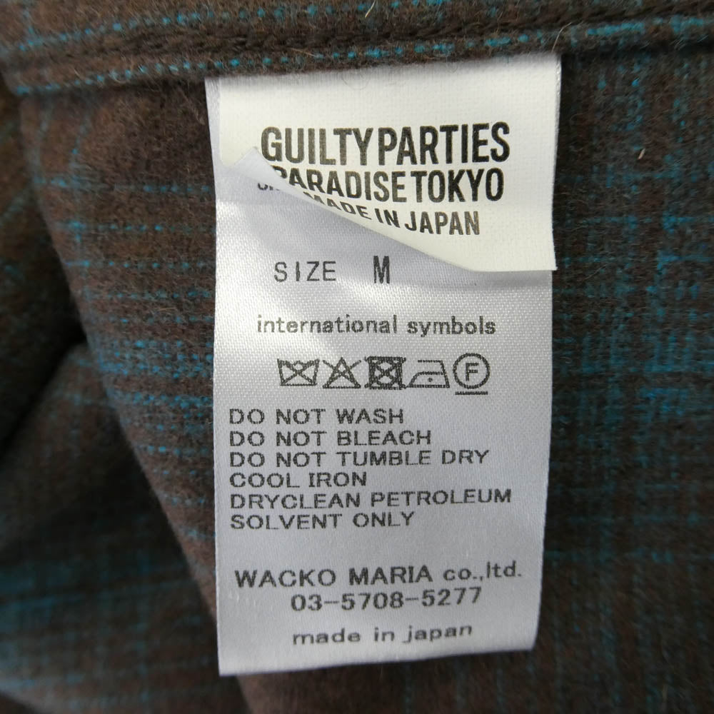 WACKO MARIA ワコマリア PENDLETON ペンドルトン x PENDLETON ペンドルトン WOOL OMBRE CHECK OPEN COLLAR SHIRT ウール オンブレチェック 開襟 オープンカラー 長袖 シャツ ブラウン系 M【美品】【中古】