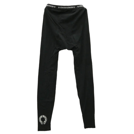 CHROME HEARTS クロムハーツ(原本無) ロゴ刺? ホースシュー プリント レギンス タイツ ブラック系 L【中古】