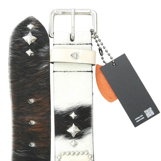Supreme シュプリーム 23SS × HTC Hollywood Trading Company Studded Belt スタッズ ハラコ レザー ベルト ブラック系 ホワイト系 シルバー系 M【中古】