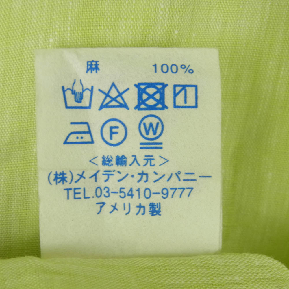 INDIVIDUALIZED SHIRTS インディビジュアライズドシャツ スタンドカラー リネン プルオーバー 長袖 シャツ イエロー系 S【中古】