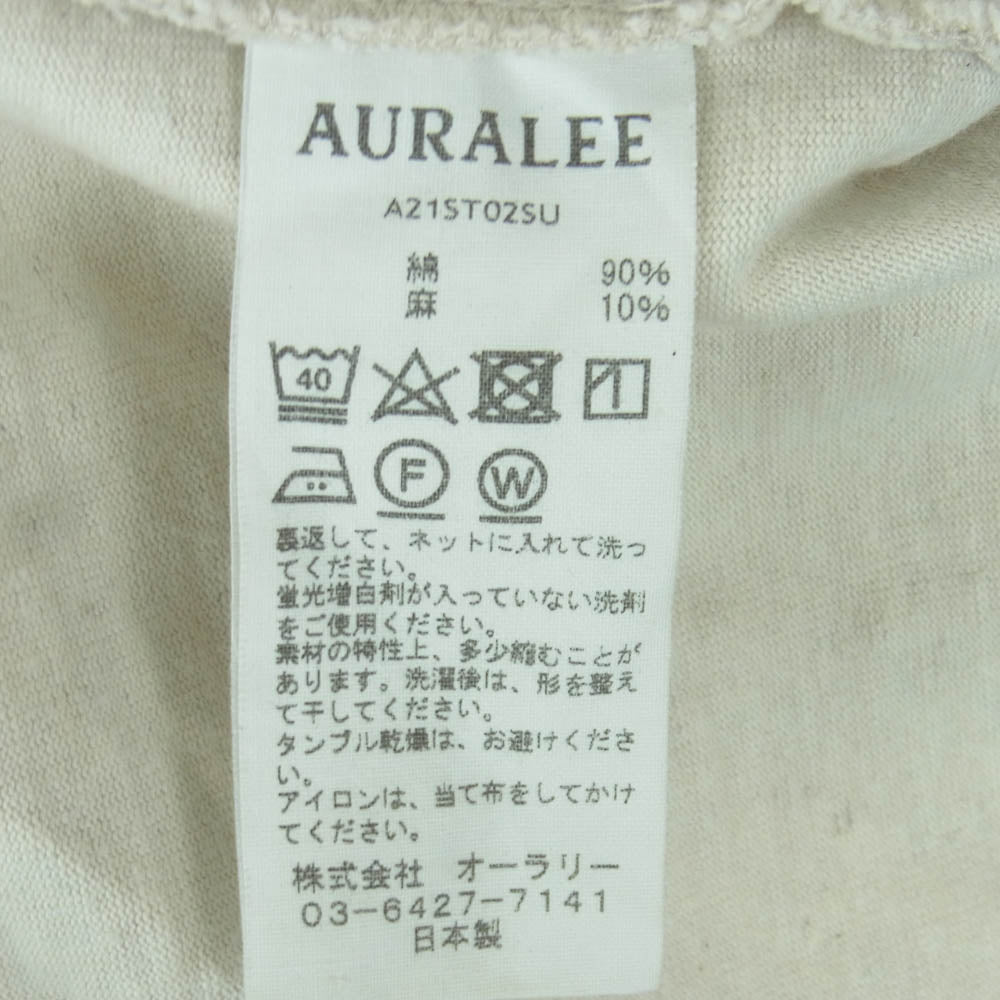 AURALEE オーラリー 21SS A21STO2SU STAND UP TEE スタンドアップ 半袖 Tシャツ 日本製 ベージュ系 3【中古】