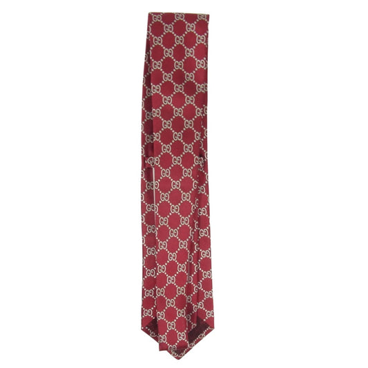 GUCCI グッチ 499695 4B002 ARGOS GG総柄 ロゴ シルク ネクタイ レッド系【中古】
