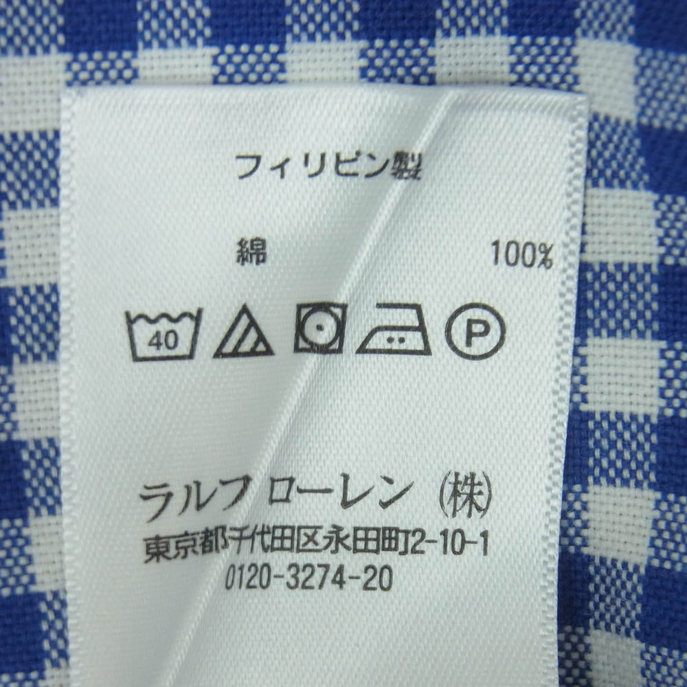 RALPH LAUREN ラルフローレン Classic Fit Plaid Oxford Shirt クラシックフィット チェック柄 オックスフォード ボタンダウン ポニー刺繍 長袖 シャツ ブルー系 ホワイト系 M【美品】【中古】